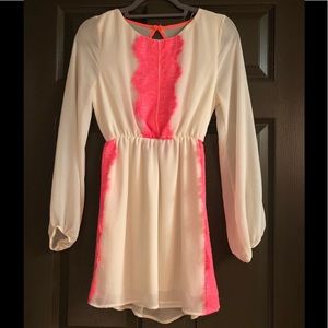 White Dress with Neon Pink Lace